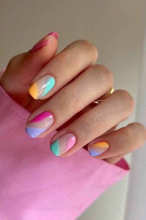 color block nails for spring