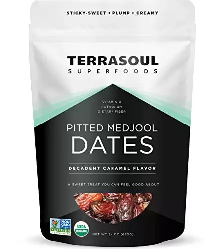 Terrasoul Superfoods Organic Pitted Medjool Dates, 1.5 Lbs - Pits Removed | Soft Chewy Texture | Sweet Caramel Taste