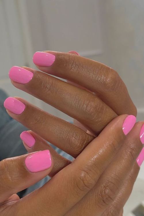 short nails barbie pink
