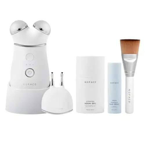 NuFACE TRINITY+ FDA Cleared Microcurrent Facial Device + Effective Lip & Eye Attachment - Skin Tightening & Face Toning Device for Targeted Treatment + Microcurrent Gel Activator, Silk Crème ...