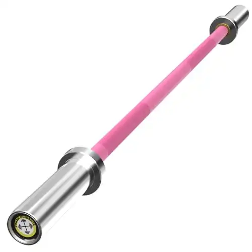 POWER GUIDANCE Chrome Olympic Barbell Bar, Weight Bar for lifting, Hip Thrusts, Universal Strength Training Bars ​22lb 4ft/47 inch (BB-4FT-PINK)