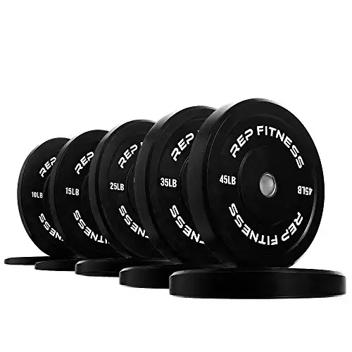 Rep Bumper Plates for Strength and Conditioning Workouts and Weightlifting 260 lb Set