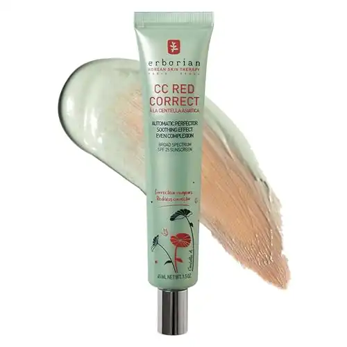 Erborian Color Correcting CC Cream with Centella Asiatica, Red Correct - Light Multi-Purpose Facial Concealer with Illuminating Finish Soothes & Hydrates 1.5 Oz