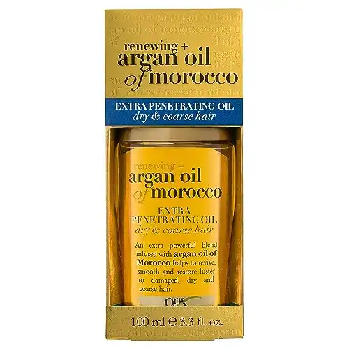 OGX Extra Strength Renewing + Argan Oil of Morocco Penetrating Hair Oil Treatment, Deep Moisturizing Serum for Dry, Damaged & Coarse Hair, Paraben & Sulfated-Surfactants Free, 3.3 fl oz