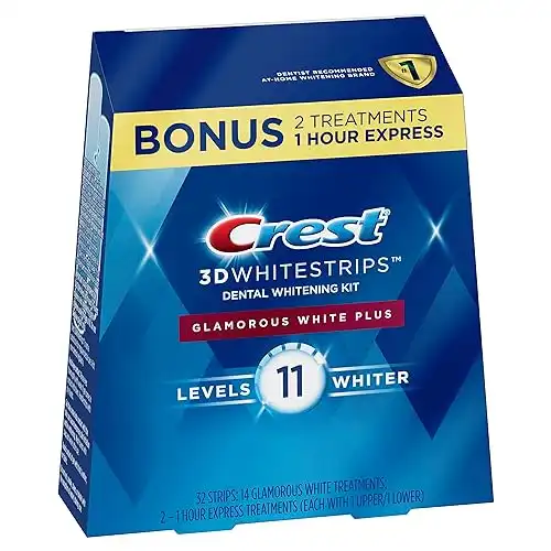 Crest 3D Whitestrips, Glamorous White, Teeth Whitening Strip Kit, 32 Strips (16 Count Pack)