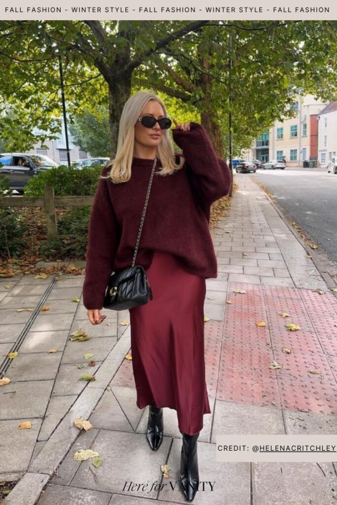 Layered Burgundy cherry outfit