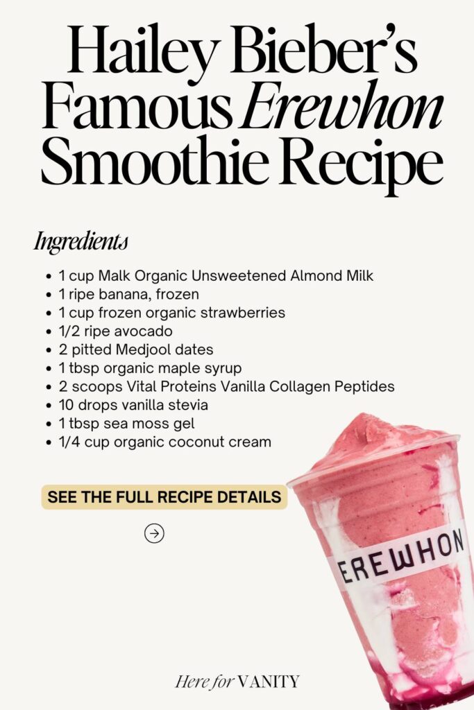 hailey bieber strawberry glaze smoothie recipe