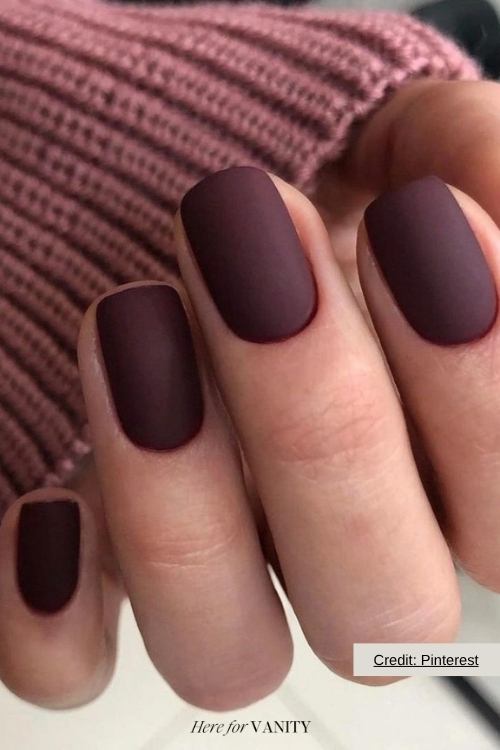 Matte Merlot Red Nails