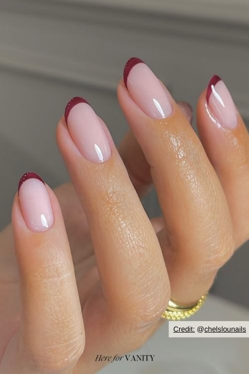 short red french tip nails 