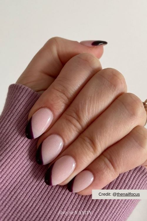 black cherry french nail