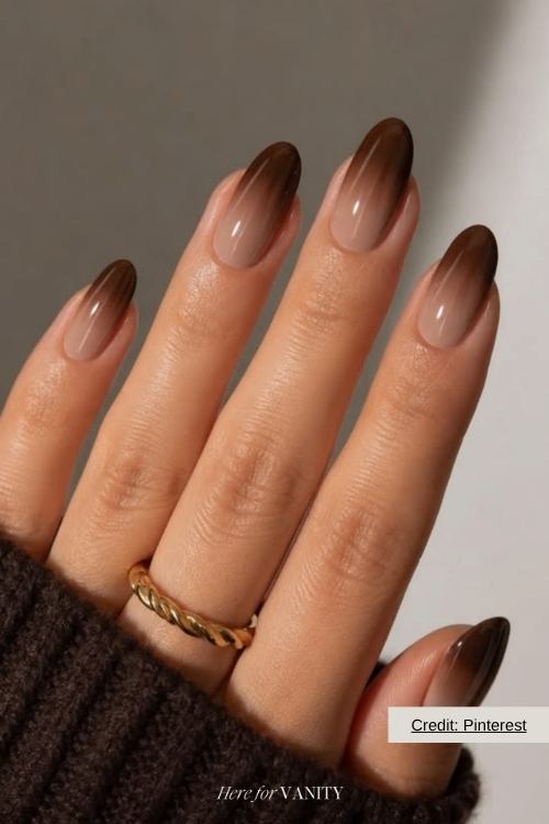 Brown fall ombre nails