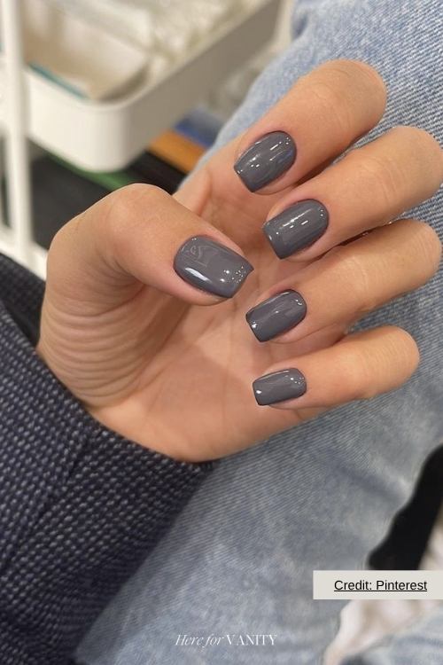 smoky grey short nails